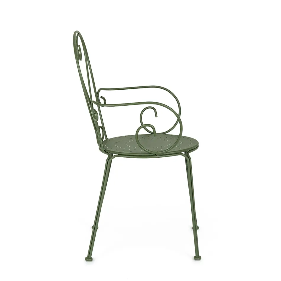 Havestol med armlæn Shabby Chic design i stål - fortryllelse Viadurini