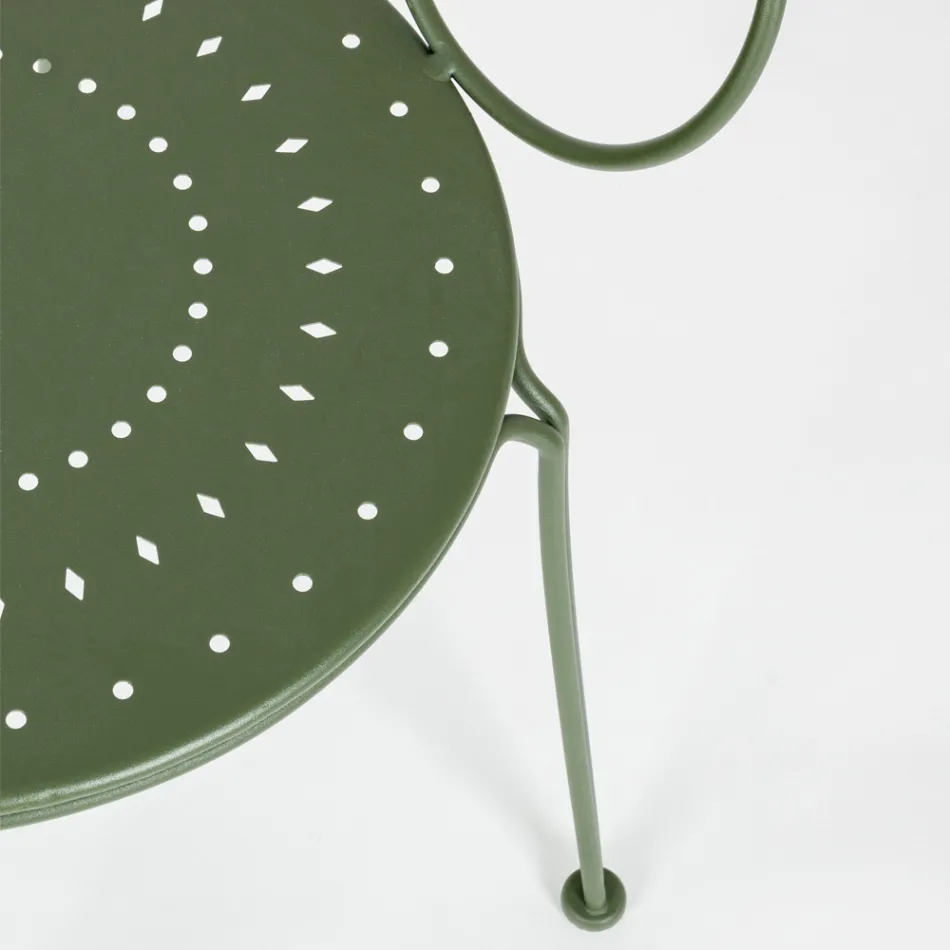 Havestol med armlæn Shabby Chic design i stål - fortryllelse Viadurini