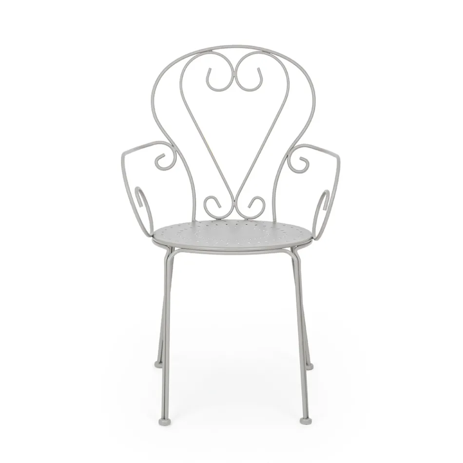 Havestol med armlæn Shabby Chic design i stål - fortryllelse Viadurini