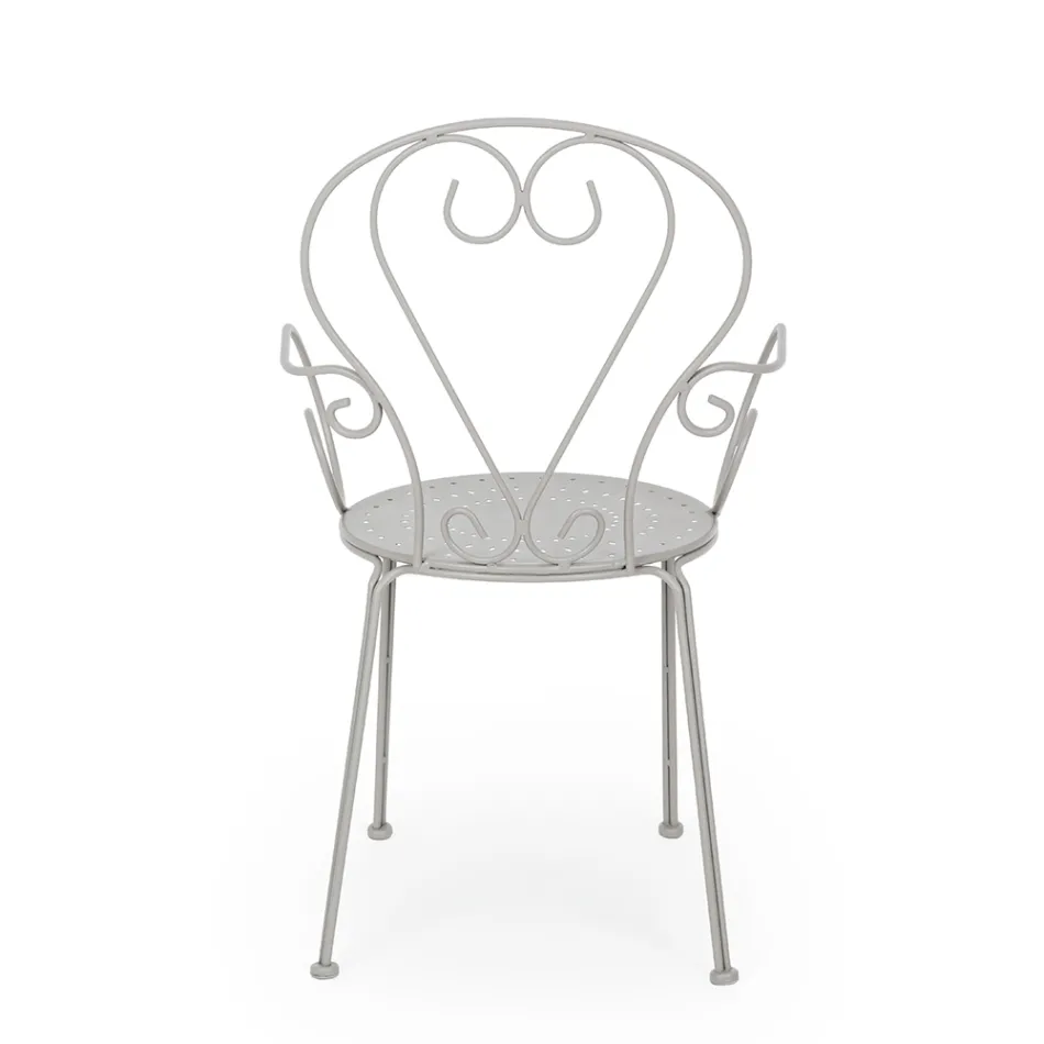 Havestol med armlæn Shabby Chic design i stål - fortryllelse Viadurini