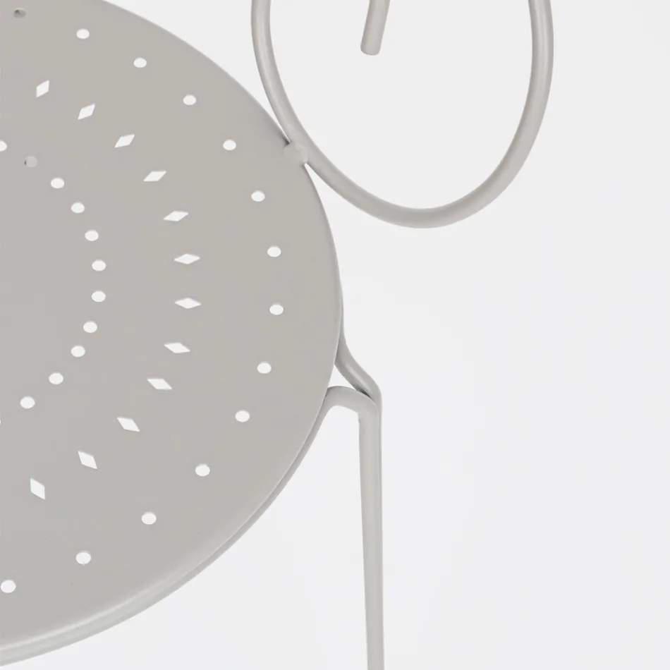 Havestol med armlæn Shabby Chic design i stål - fortryllelse Viadurini