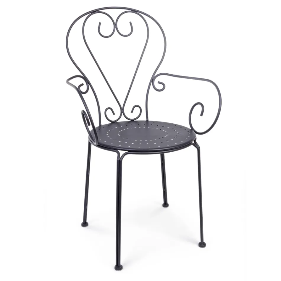 Havestol med armlæn Shabby Chic design i stål - fortryllelse Viadurini