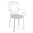 Havestol med armlæn Shabby Chic design i stål - fortryllelse Viadurini