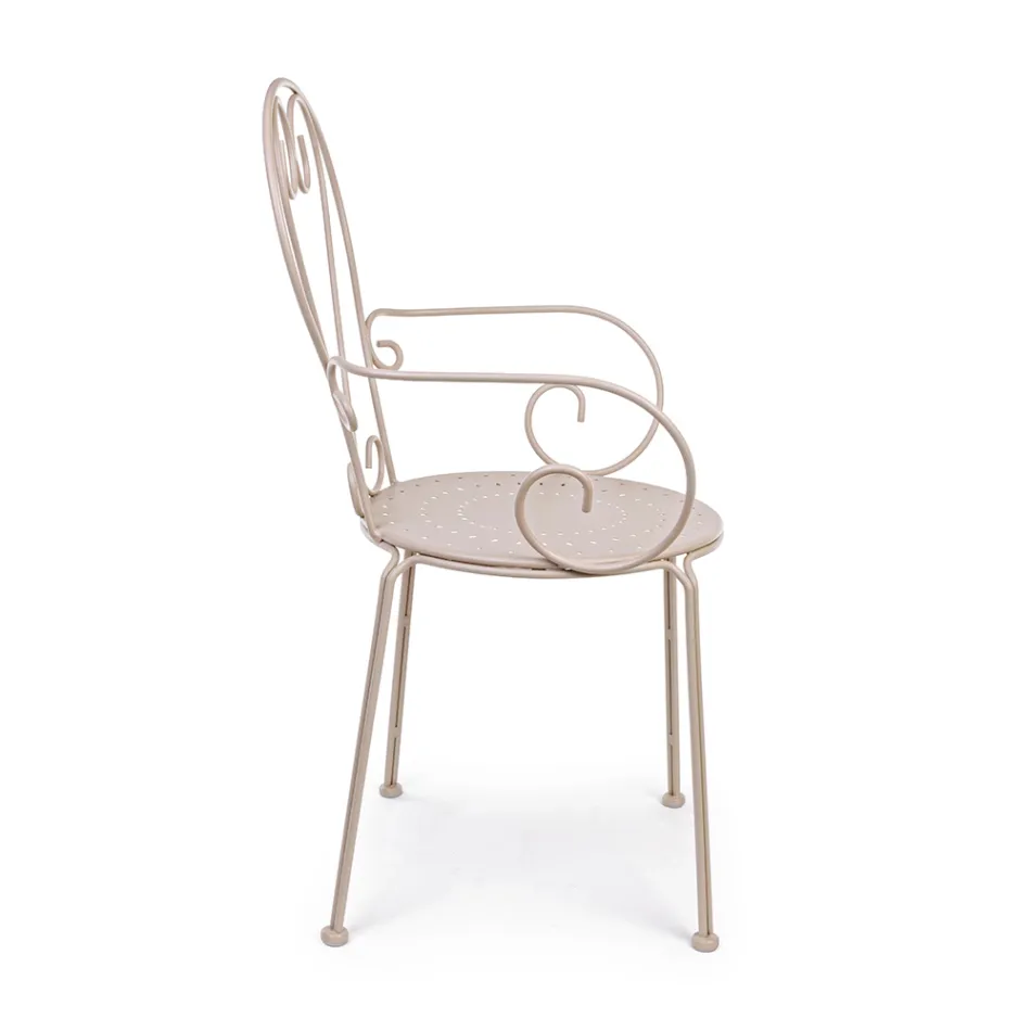 Havestol med armlæn Shabby Chic design i stål - fortryllelse Viadurini