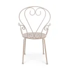 Havestol med armlæn Shabby Chic design i stål - fortryllelse Viadurini