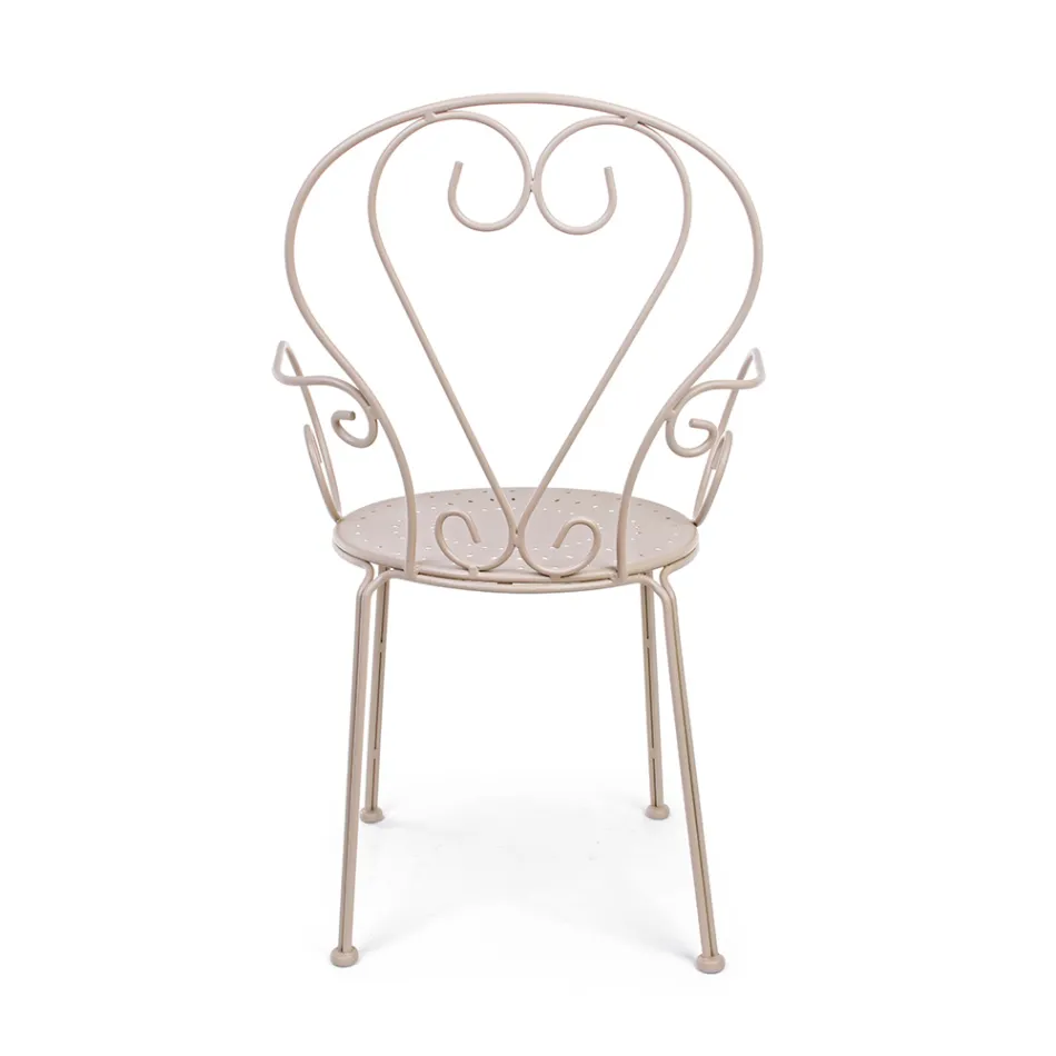 Havestol med armlæn Shabby Chic design i stål - fortryllelse Viadurini