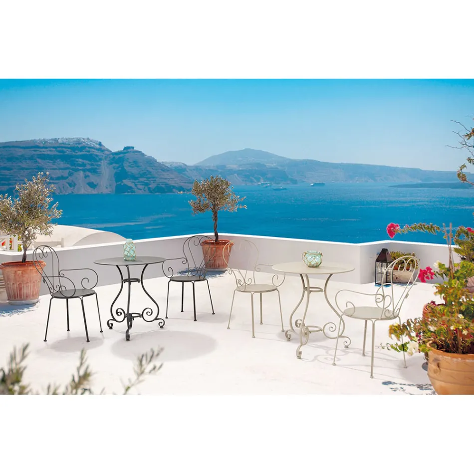 Havestol med armlæn Shabby Chic design i stål - fortryllelse Viadurini