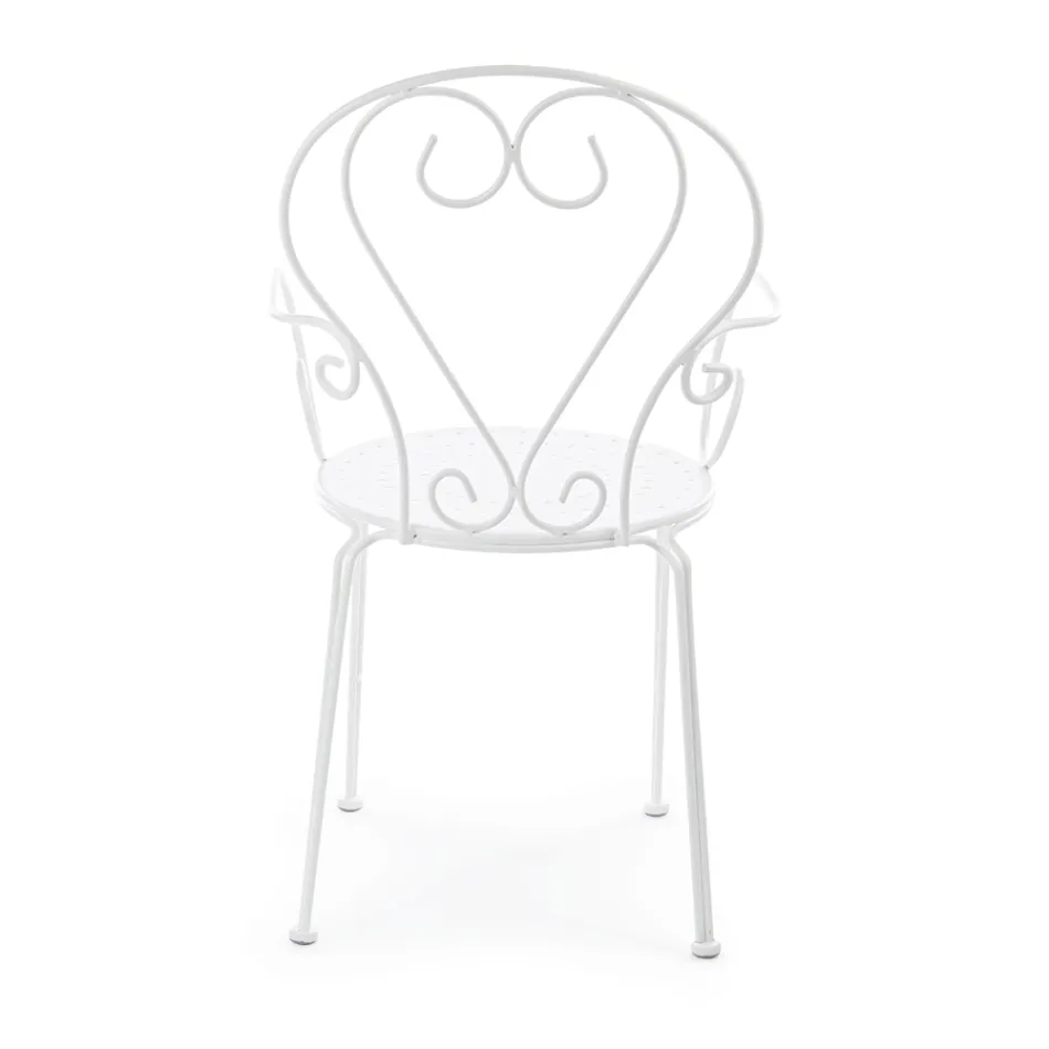 Havestol med armlæn Shabby Chic design i stål - fortryllelse Viadurini