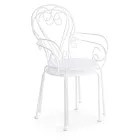 Havestol med armlæn Shabby Chic design i stål - fortryllelse Viadurini