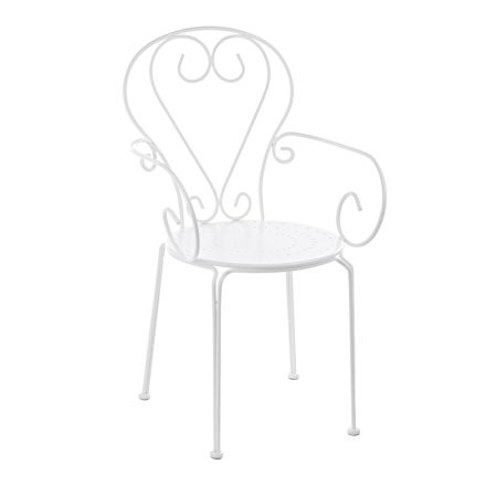 Havestol med armlæn Shabby Chic design i stål - fortryllelse Viadurini