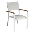 Stabelbar havestol i hvid aluminium med armlæn - Lyonel