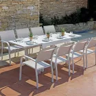 Stabelbar havestol i aluminium med designarmlæn - Gontran Viadurini