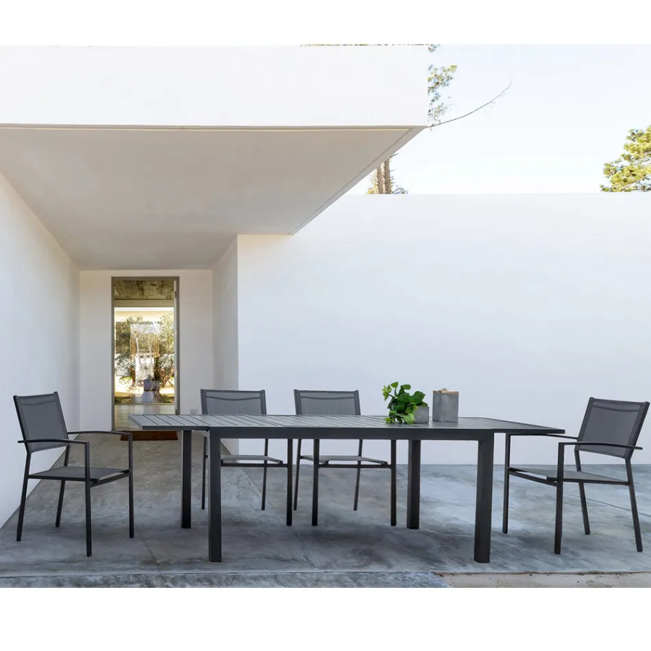 Stabelbar havestol i moderne design af aluminium og tekstil - Franz Viadurini