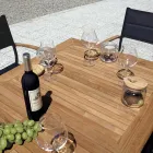 Stabelbar havestol i antracitgrå aluminium og teaktræ - Aidan Viadurini