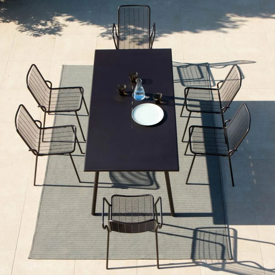 Stabelbar havestol i galvaniseret metal Made in Italy 4 stk - Vikas Viadurini