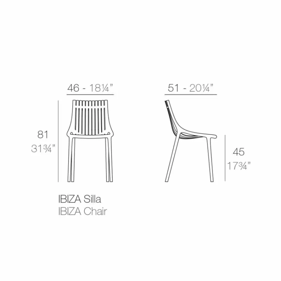 Stabelbar farvet plaststol i haven 4 stykker - Ibiza fra Vondom Viadurini