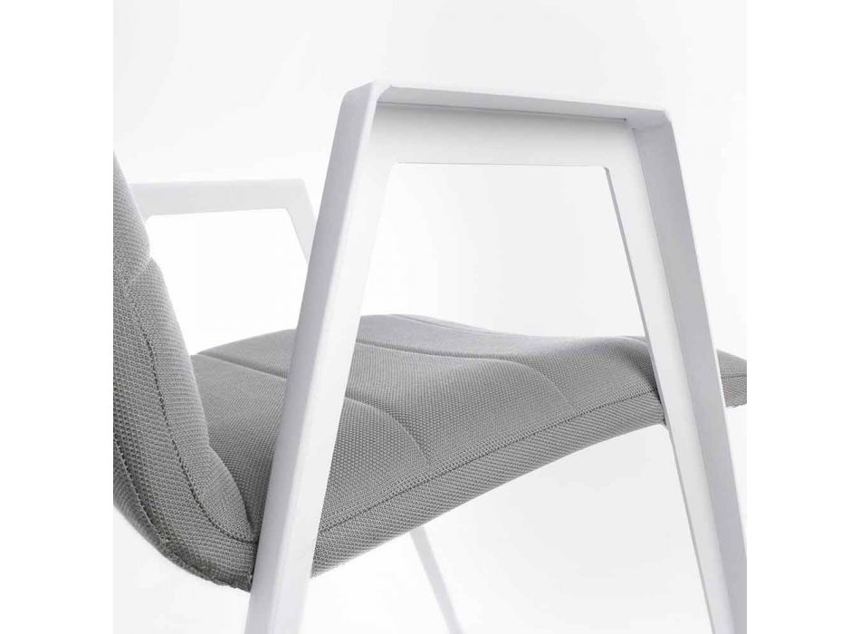 Moderne havestol med armlæn i hvid aluminiumsfølelse - Liliana Viadurini