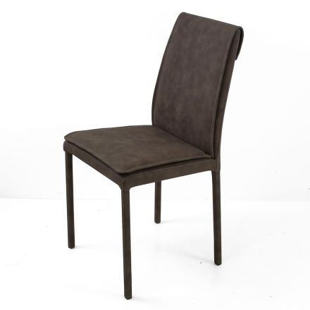 Indendørs stol med højt ryglæn i kunstlæder Fremstillet i Italien - Cleto Viadurini