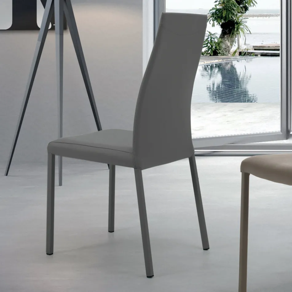 Indendørs stol med struktur og sæde i belagt stål Fremstillet i Italien - Padua Viadurini