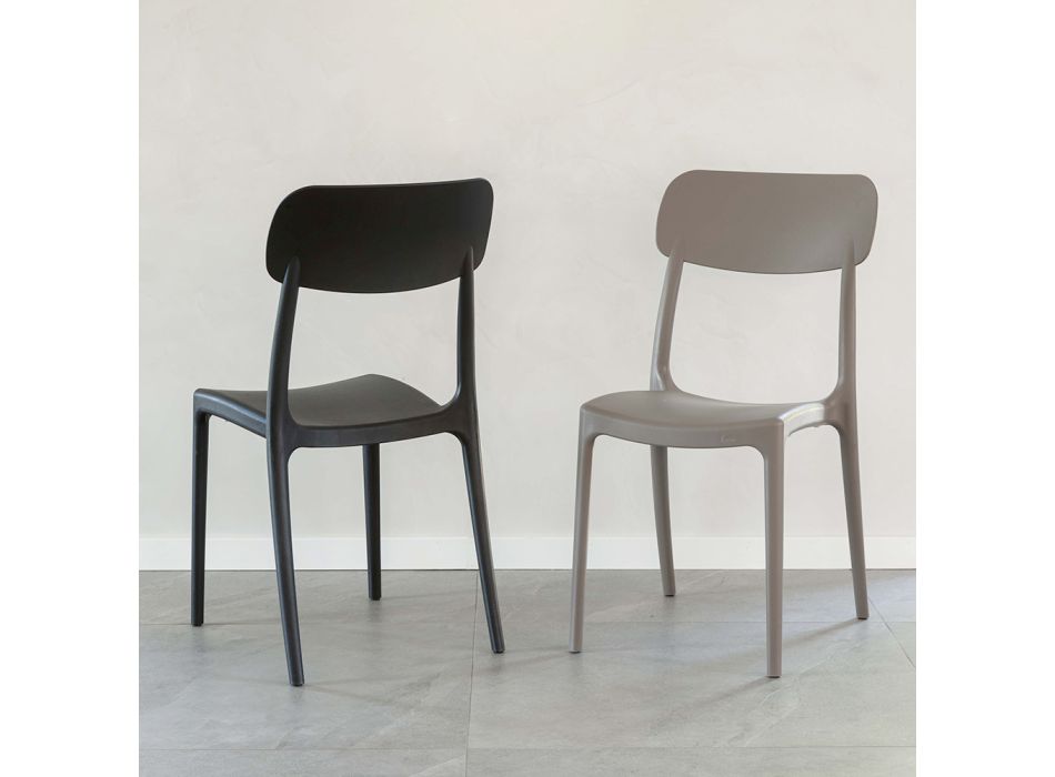 Indendørs og udendørs stabelbar stol i polypropylen i forskellige farver - Garima Viadurini