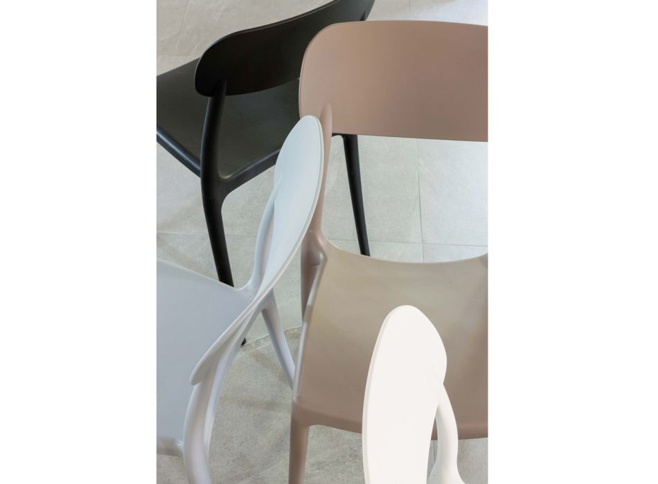 Indendørs og udendørs stabelbar stol i polypropylen i forskellige farver - Garima Viadurini