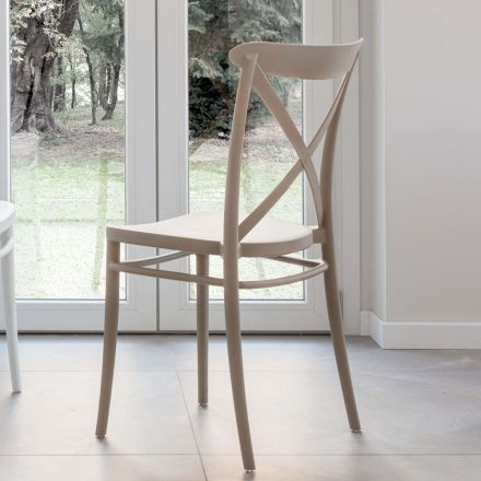 Indendørs og udendørs stabelbar stol i forstærket harpiks med glasfiber - Naira Viadurini
