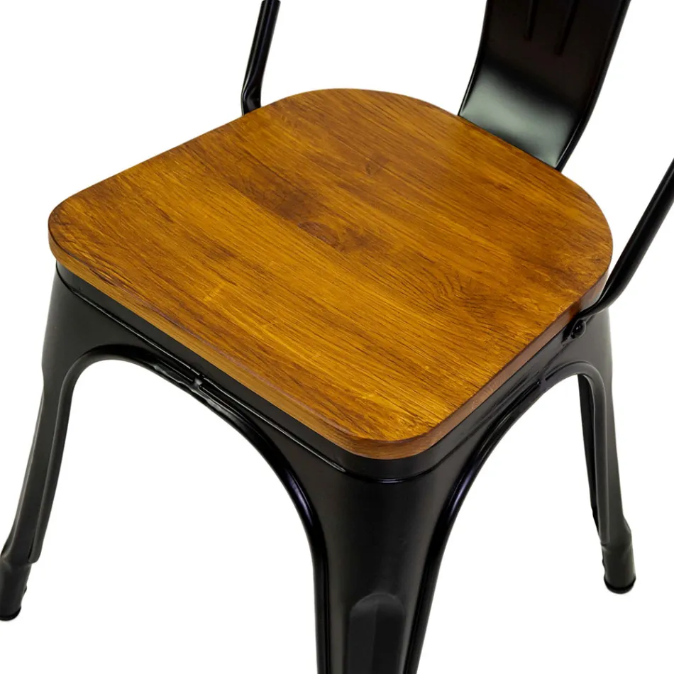 Indendørs og udendørs stol lavet af jern og træsæde - Papirvarer Viadurini