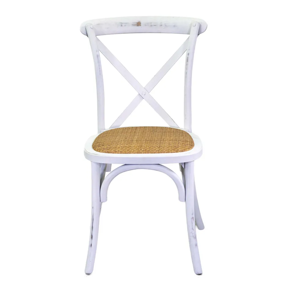 Stabelbar indendørs stol i birketræ og rattan-sæde - Barriera Viadurini