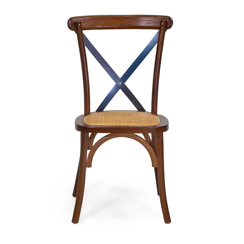 Stabelbar indendørs stol i egetræ og rattan-sæde - Barriera Viadurini