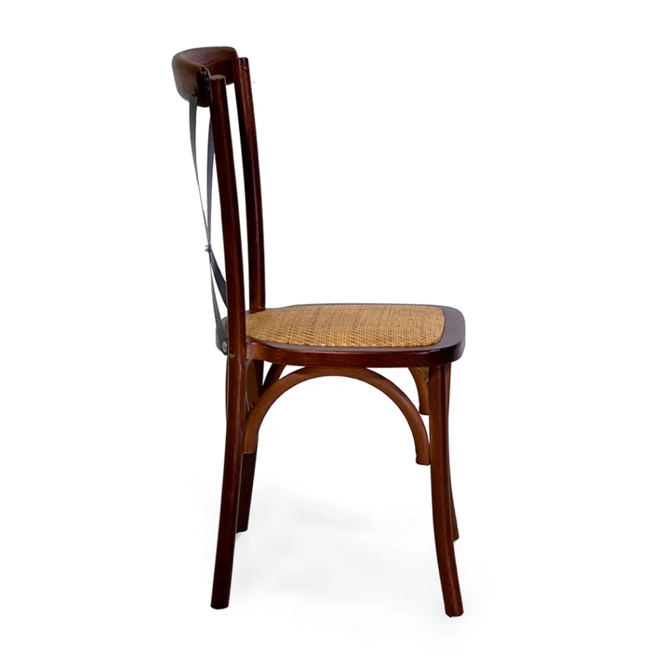 Stabelbar indendørs stol i egetræ og rattan-sæde - Barriera Viadurini