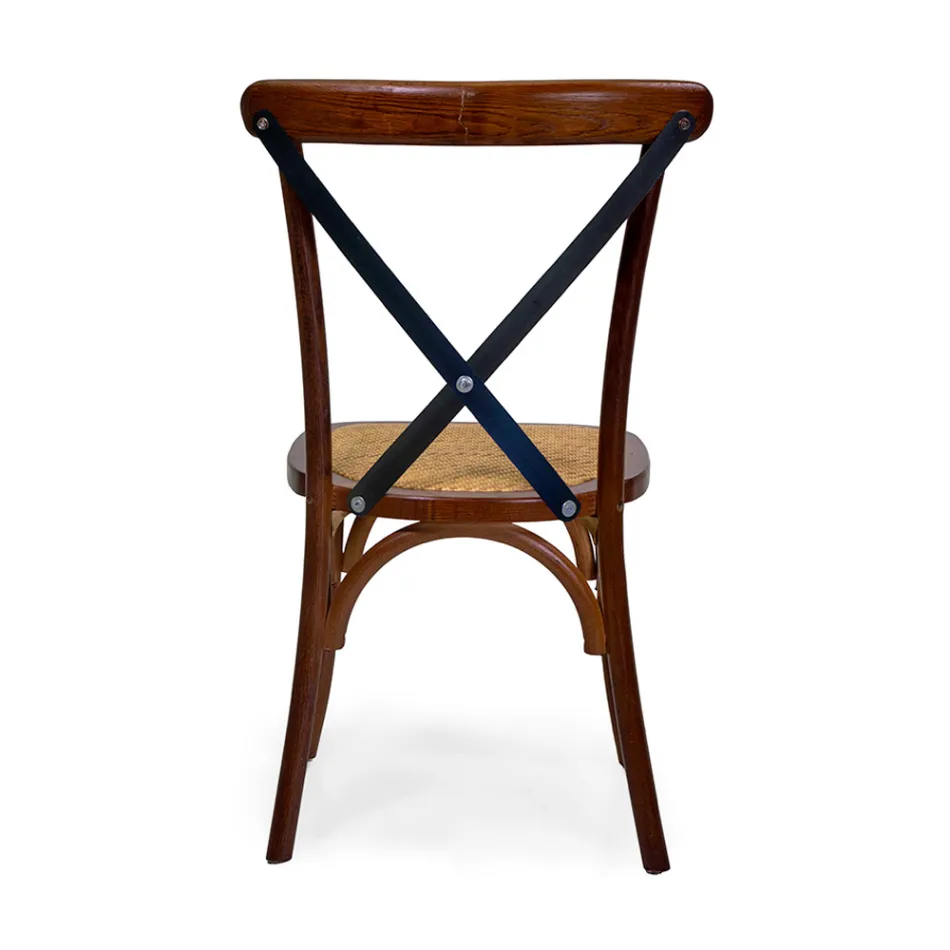 Stabelbar indendørs stol i egetræ og rattan-sæde - Barriera Viadurini