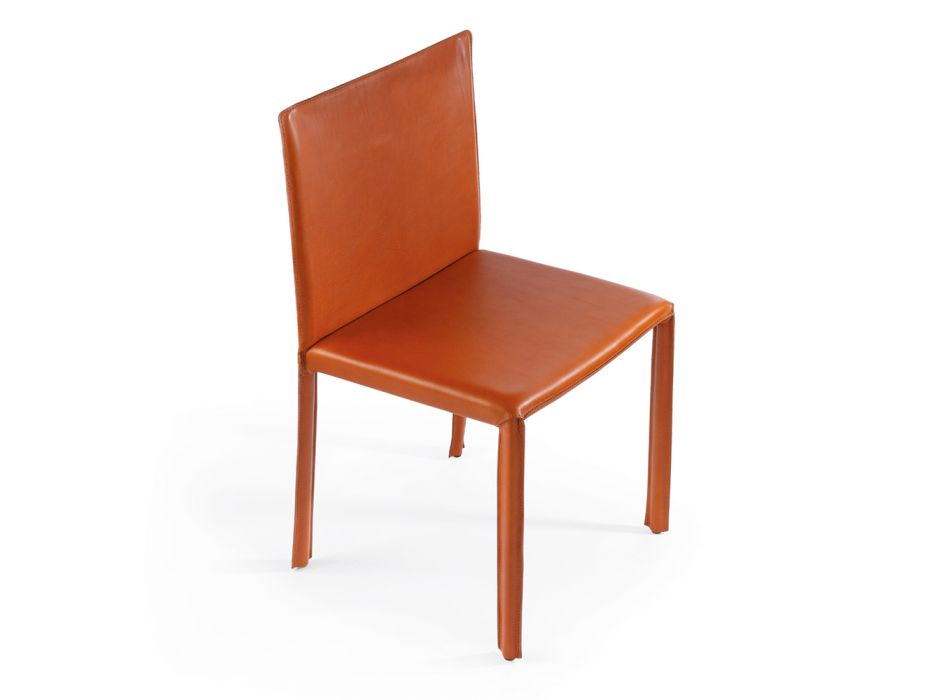 Indendørs stol beklædt med ældet fuldnarvet læder lavet i Italien - Shell Viadurini