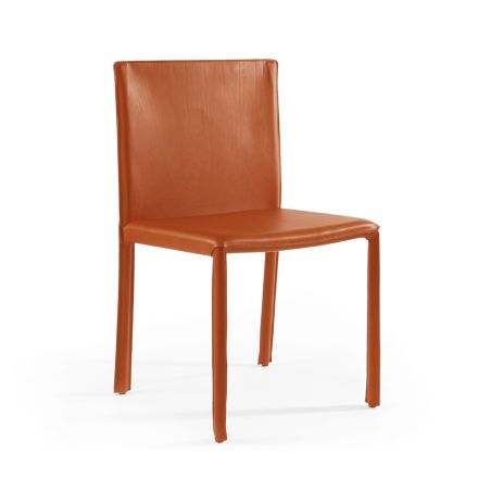 Indendørs stol beklædt med ældet fuldnarvet læder lavet i Italien - Shell Viadurini