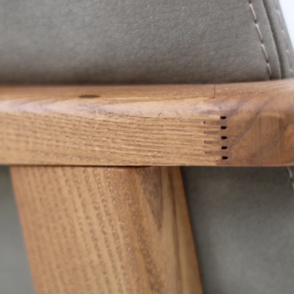 Spisestuestol med armlæn i asketræ Made in Italy - Betsy Viadurini