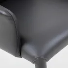 Spisestuestol med armlæn betrukket med sort læder Fremstillet i Italien - Meyer Viadurini