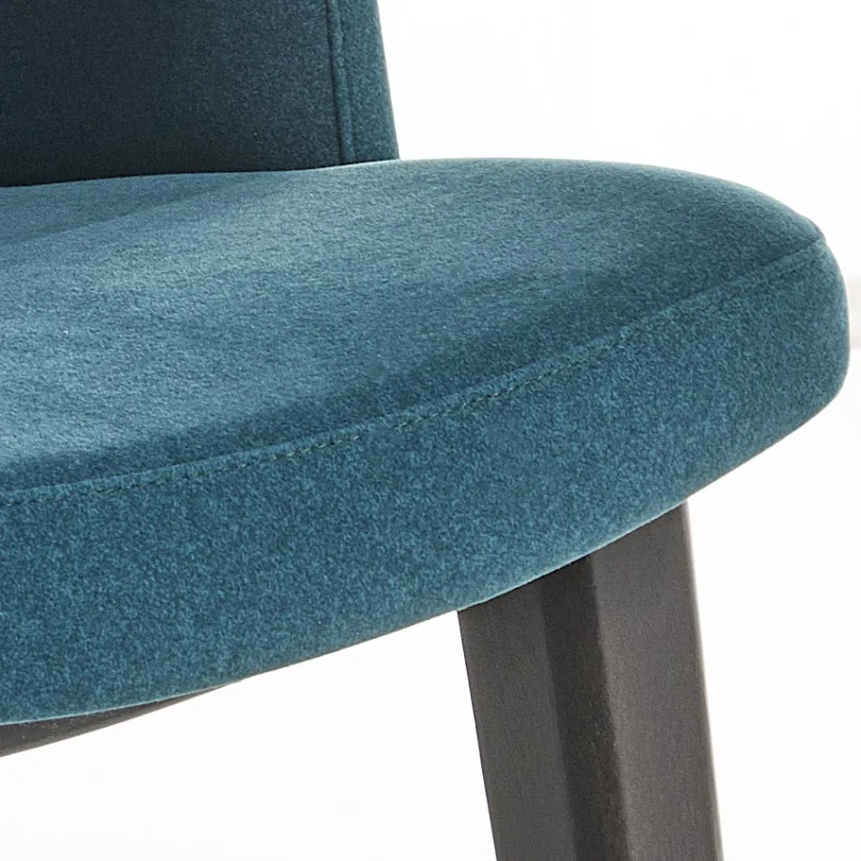 Spisestuestol i træ med flaskegrønt fløjlssæde lavet i Italien - Eddard Viadurini