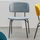 Spisestuestol i metal og pletfast fløjl, 2 stk - Valnerina Viadurini