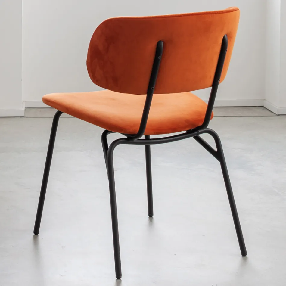 Spisestuestol i metal og pletfast fløjl, 2 stk - Valnerina Viadurini