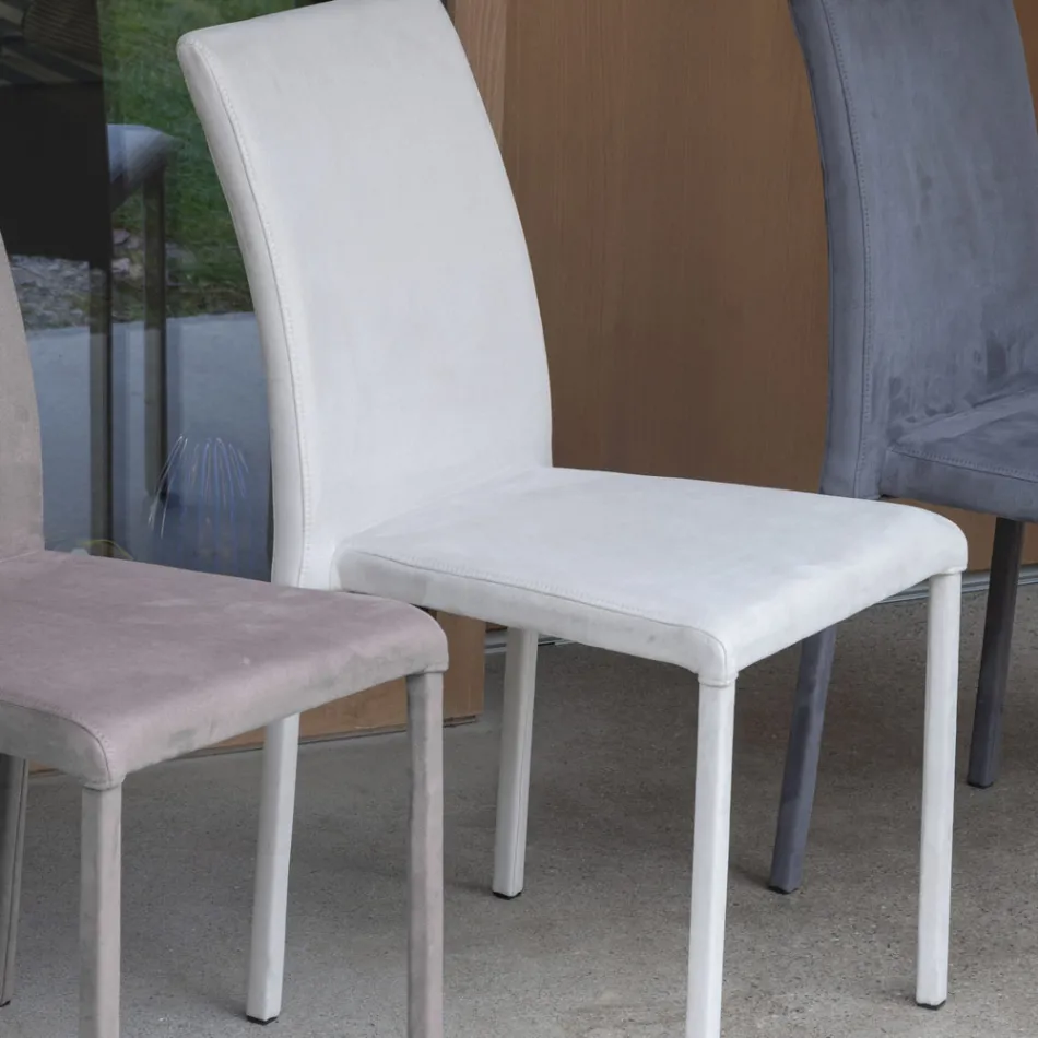 Metal spisestuestol betrukket med farvet Econabuk, 4 stk - Anita Viadurini