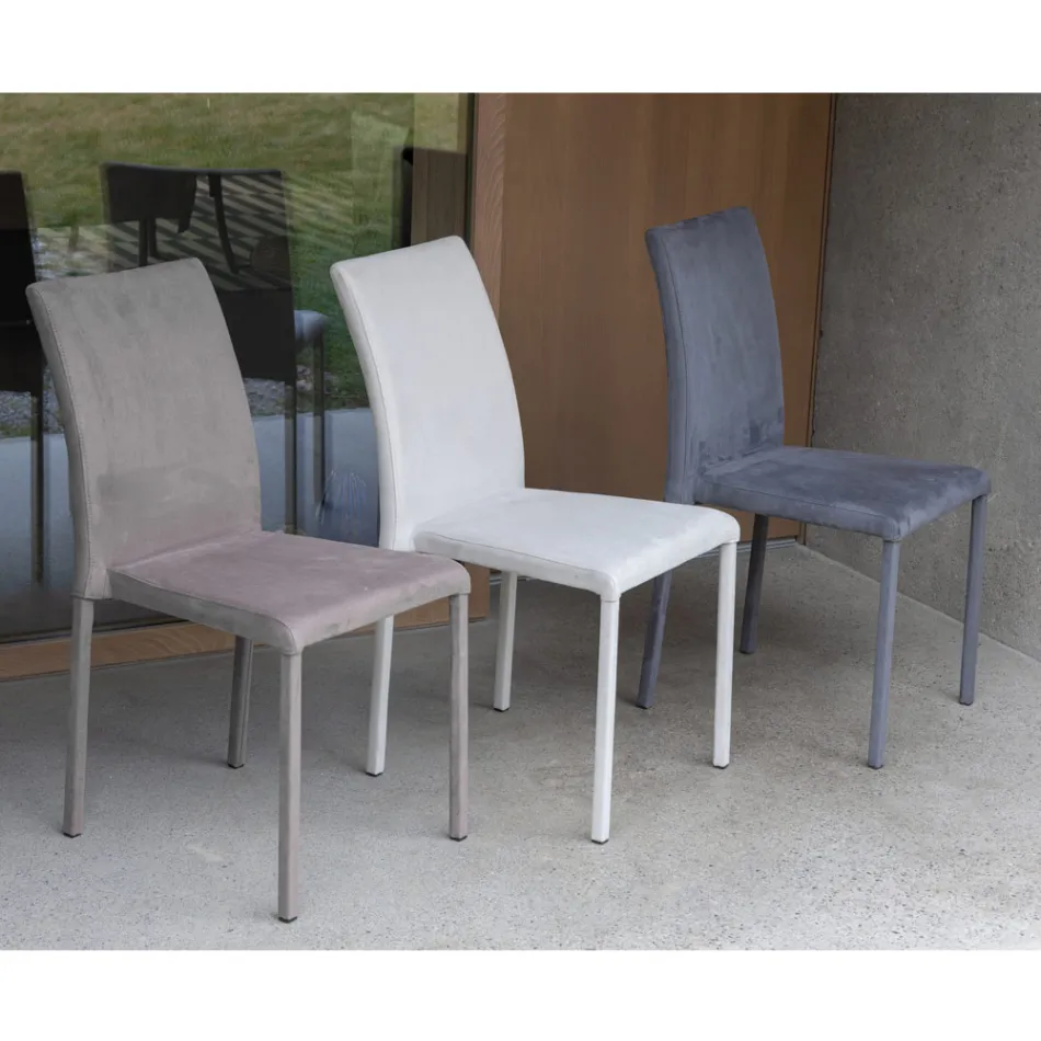 Metal spisestuestol betrukket med farvet Econabuk, 4 stk - Anita Viadurini