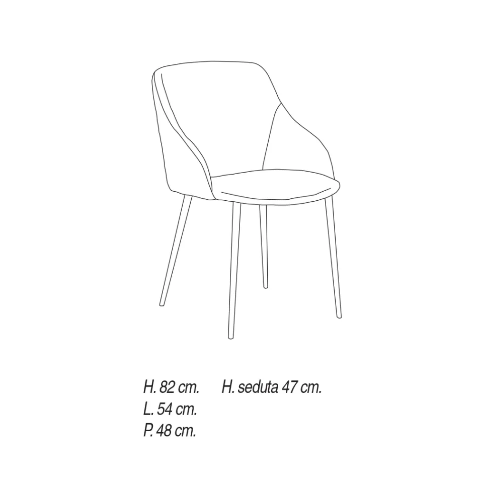 Metal spisestuestol betrukket med mikrofiber Fremstillet i Italien - Suzanne Viadurini
