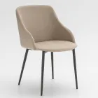 Metal spisestuestol betrukket med mikrofiber Fremstillet i Italien - Suzanne Viadurini