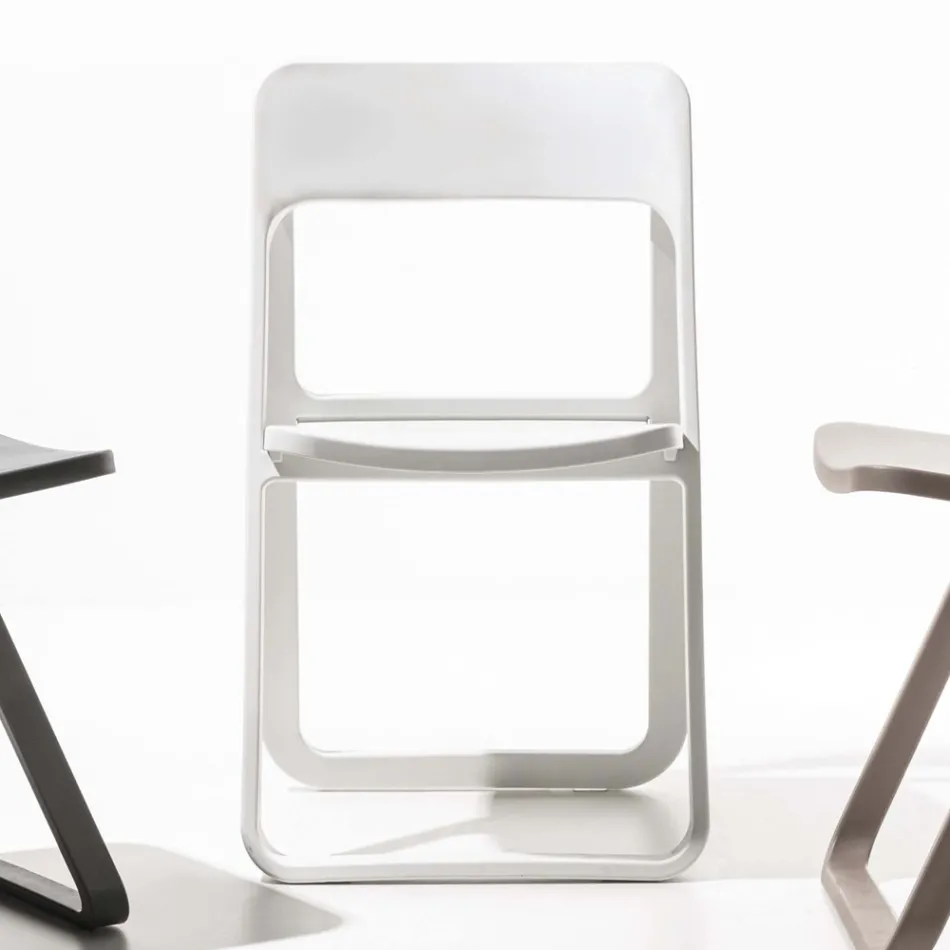 Sammenklappelig spisestuestol i farvet polypropylen, 4 stk - Eliana Viadurini