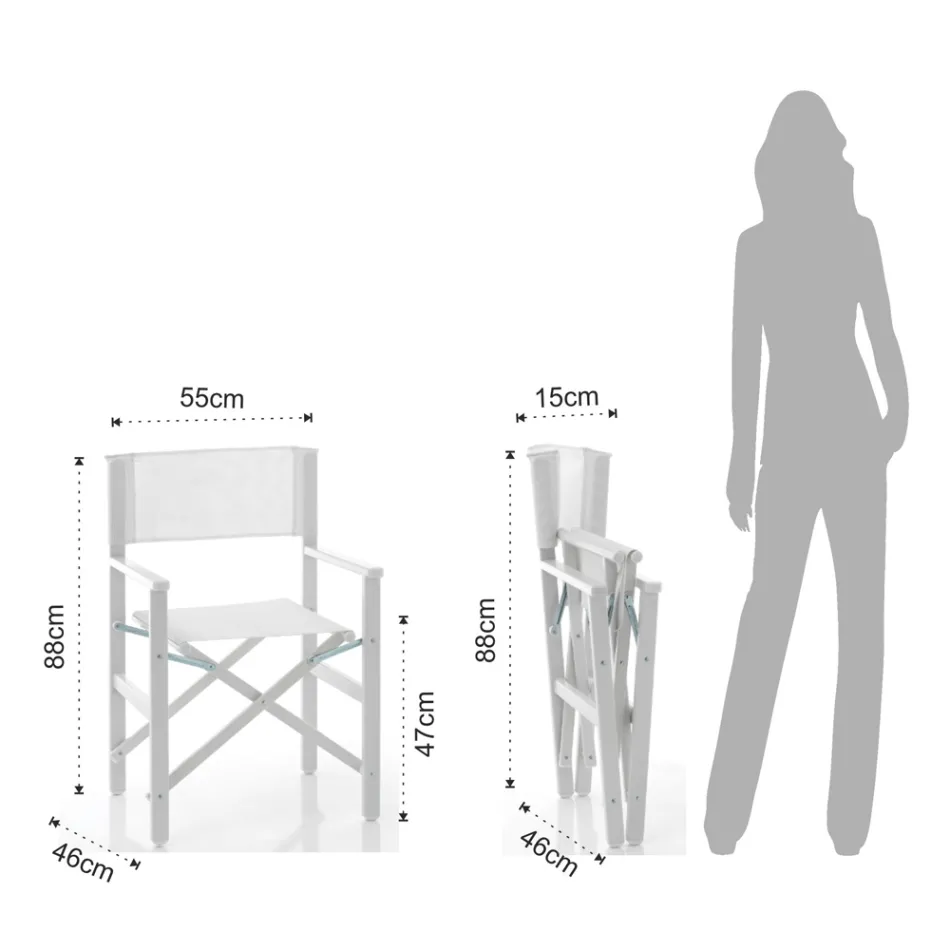 Sammenklappelig direktørstol i aluminium og tekstilen - Fluoro Viadurini