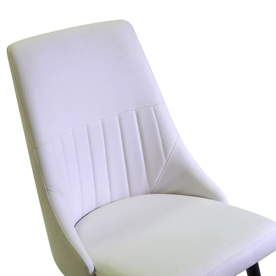 Dagligstuestol i metal og øko-læder med forskellige overflader - Onde Viadurini