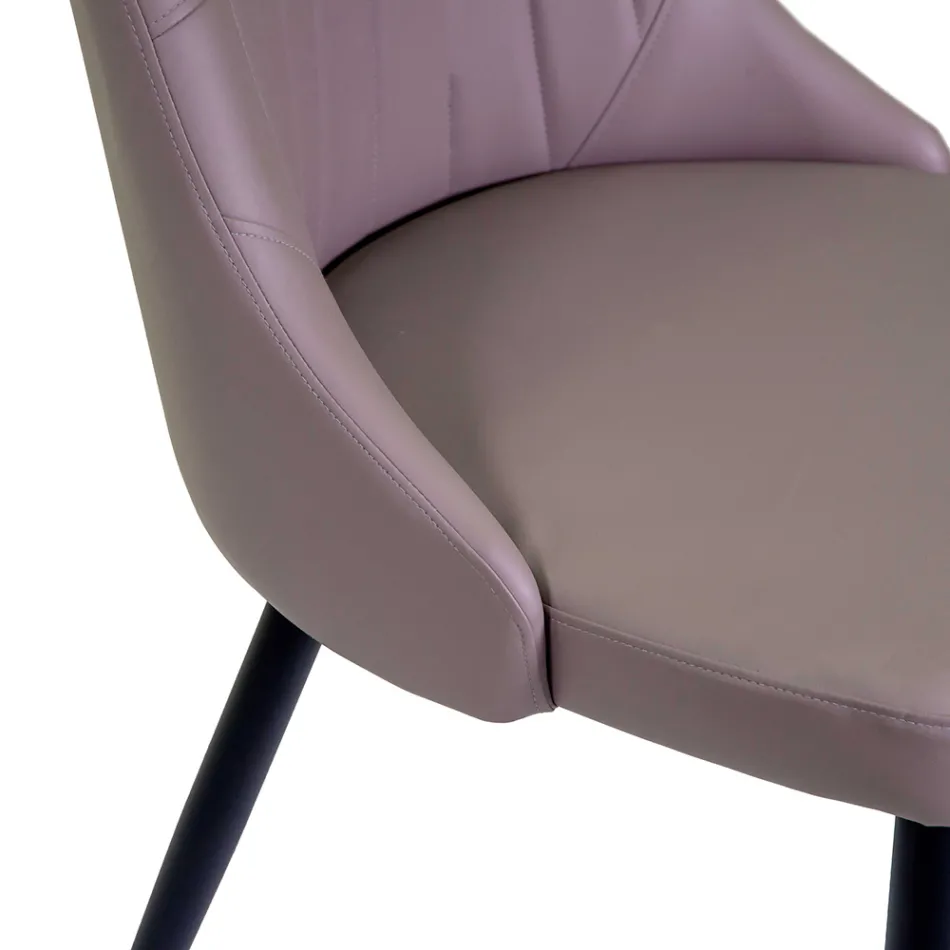 Dagligstuestol i metal og øko-læder med forskellige overflader - Onde Viadurini