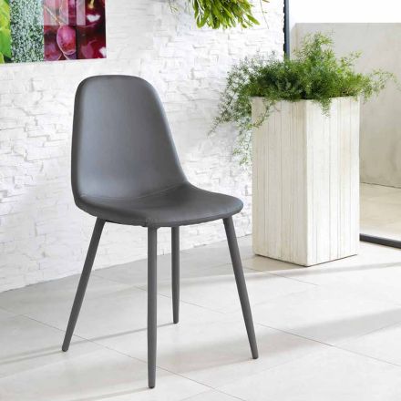 stue stol i moderne design kunstlæder, L38x P43cm, Mona, 4 stykker Viadurini