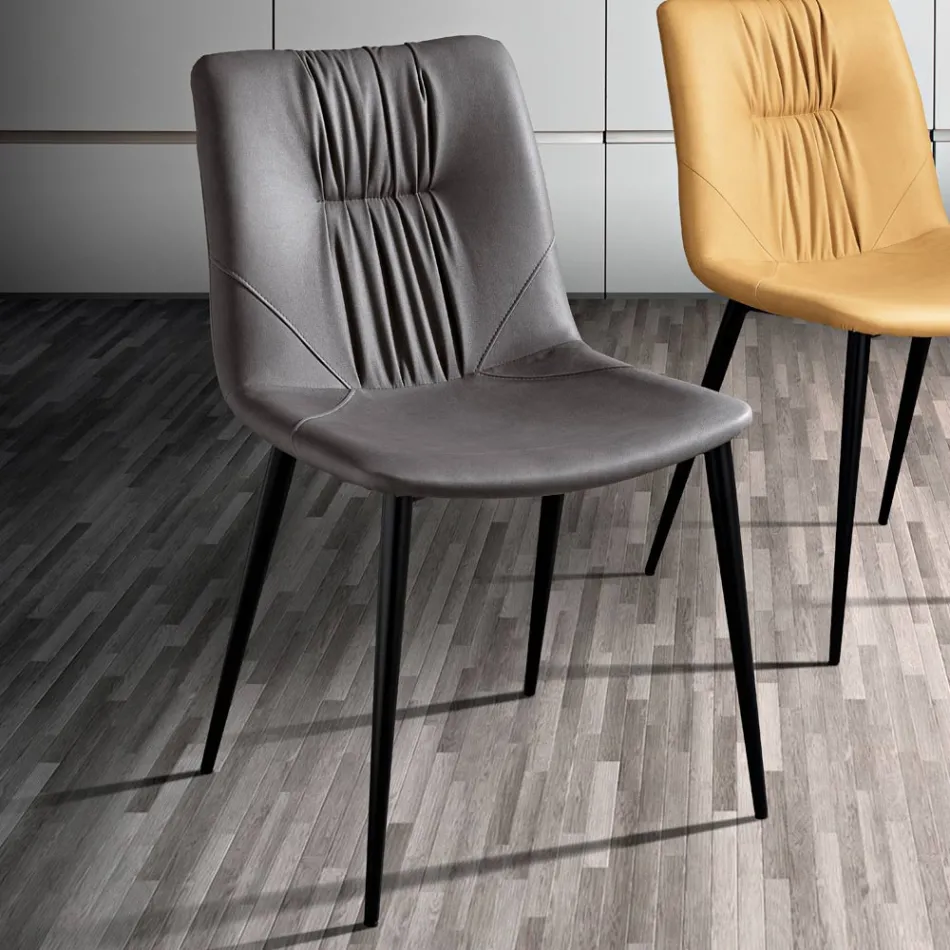 Stuestol i fiberstof med lædereffekt og metal lavet i Italien - Gohan Viadurini