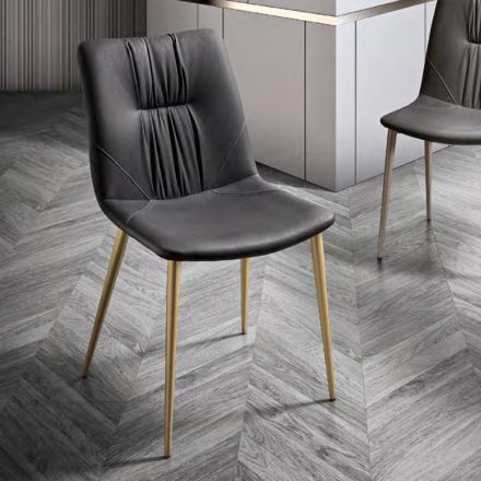 Stuestol i fiberstof med lædereffekt og metal lavet i Italien - Gohan Viadurini