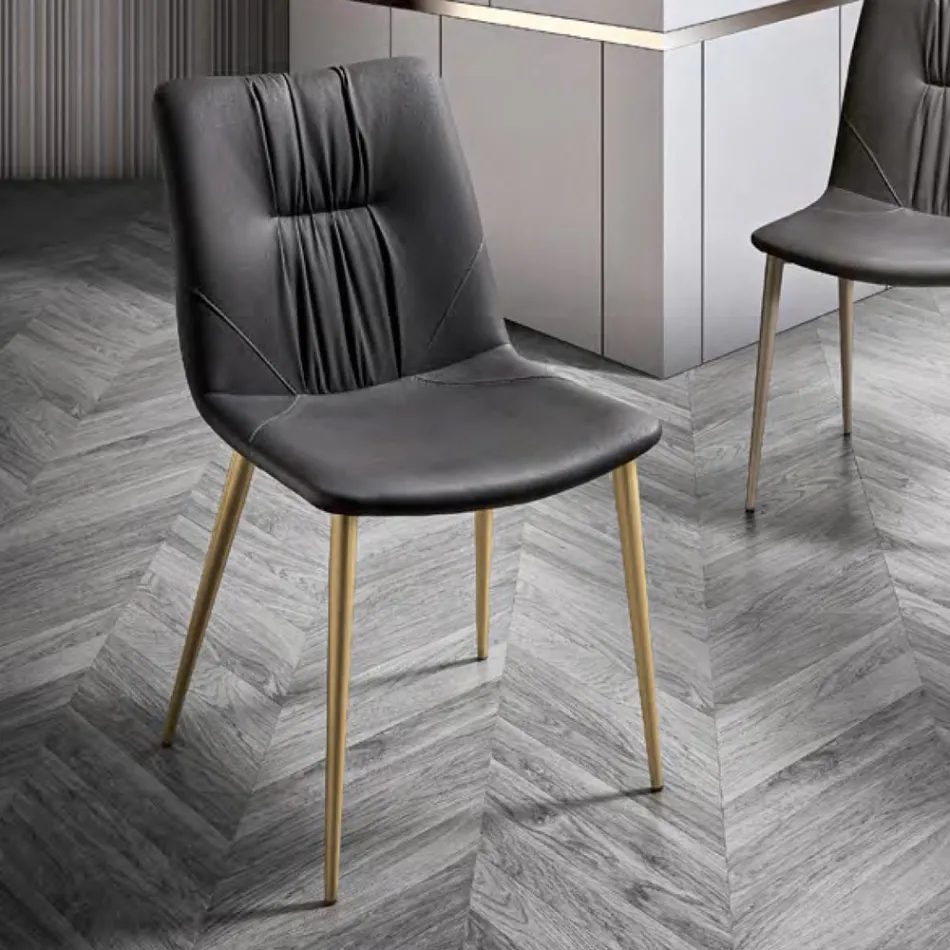 Stuestol i fiberstof med lædereffekt og metal lavet i Italien - Gohan Viadurini